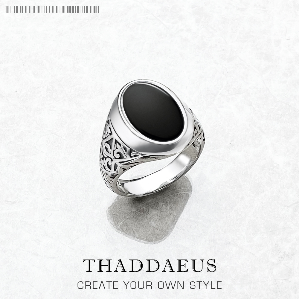 Signet Ring Men - Black Oval Signet Ring Europe Style