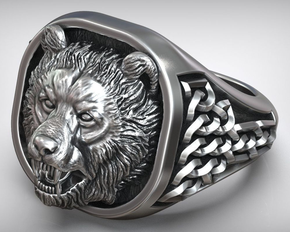 22g Viking Bear Head Nordic Or - Signet Ring Men recension och pris