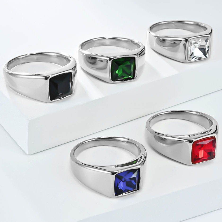 Stainless Steel Shinny Zircon  - Signet Ring Men recension och pris