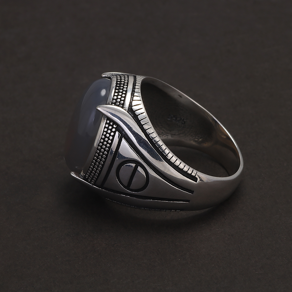 S925 Sterling Silver Agate Sig - Signet Ring Men recension och pris