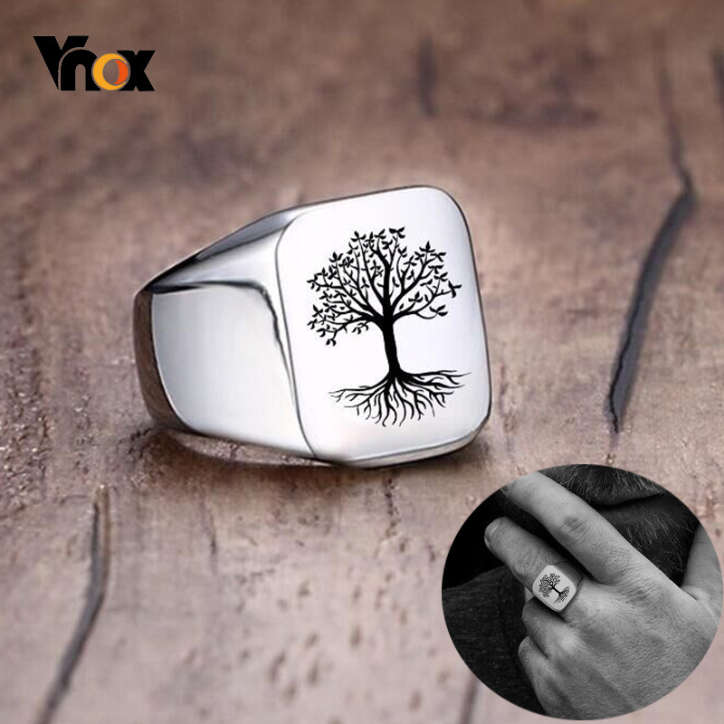 Vnox Rock Punk Tree Of Life Si - Signet Ring Men recension och pris