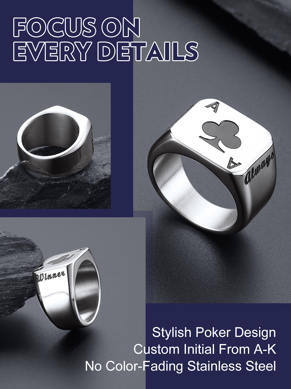 U7 Customized Square Rectangle - Signet Ring Men recension och pris