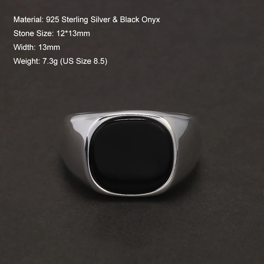 S925 Sterling Silver Black Ony - Signet Ring Men recension och pris
