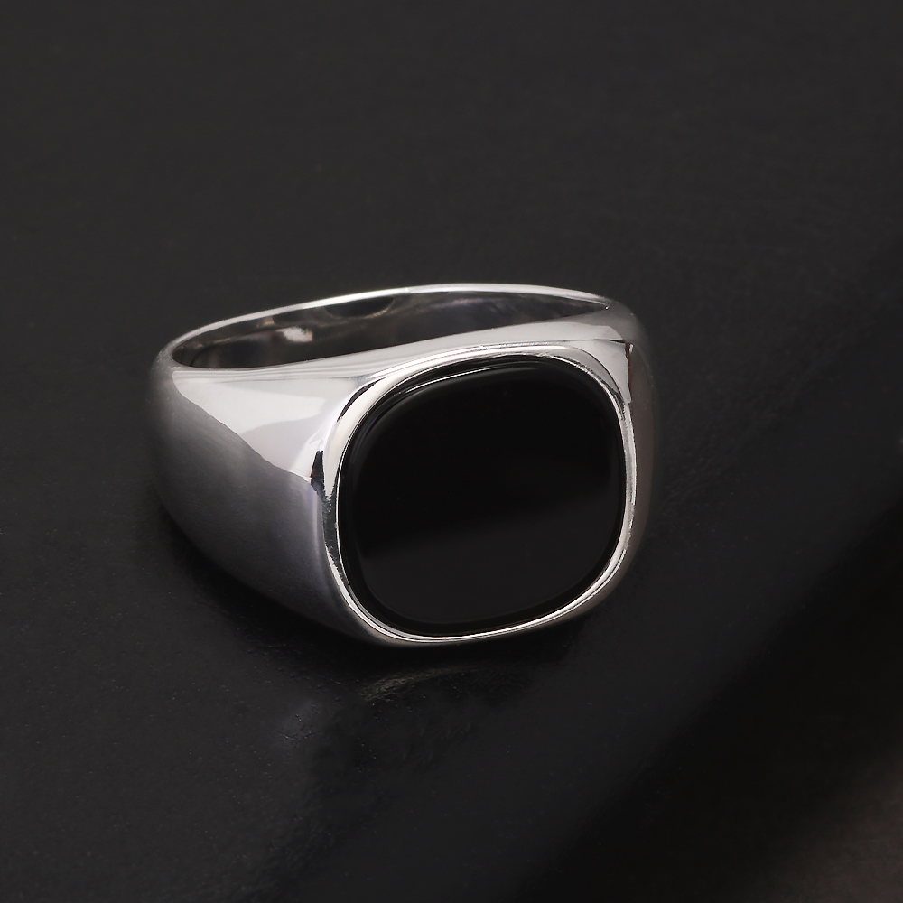 S925 Sterling Silver Black Ony - Signet Ring Men recension och pris
