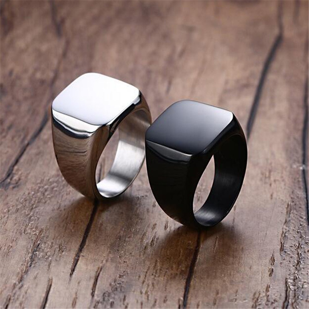 Fashion Men Black Smooth Stain - Signet Ring Men recension och pris
