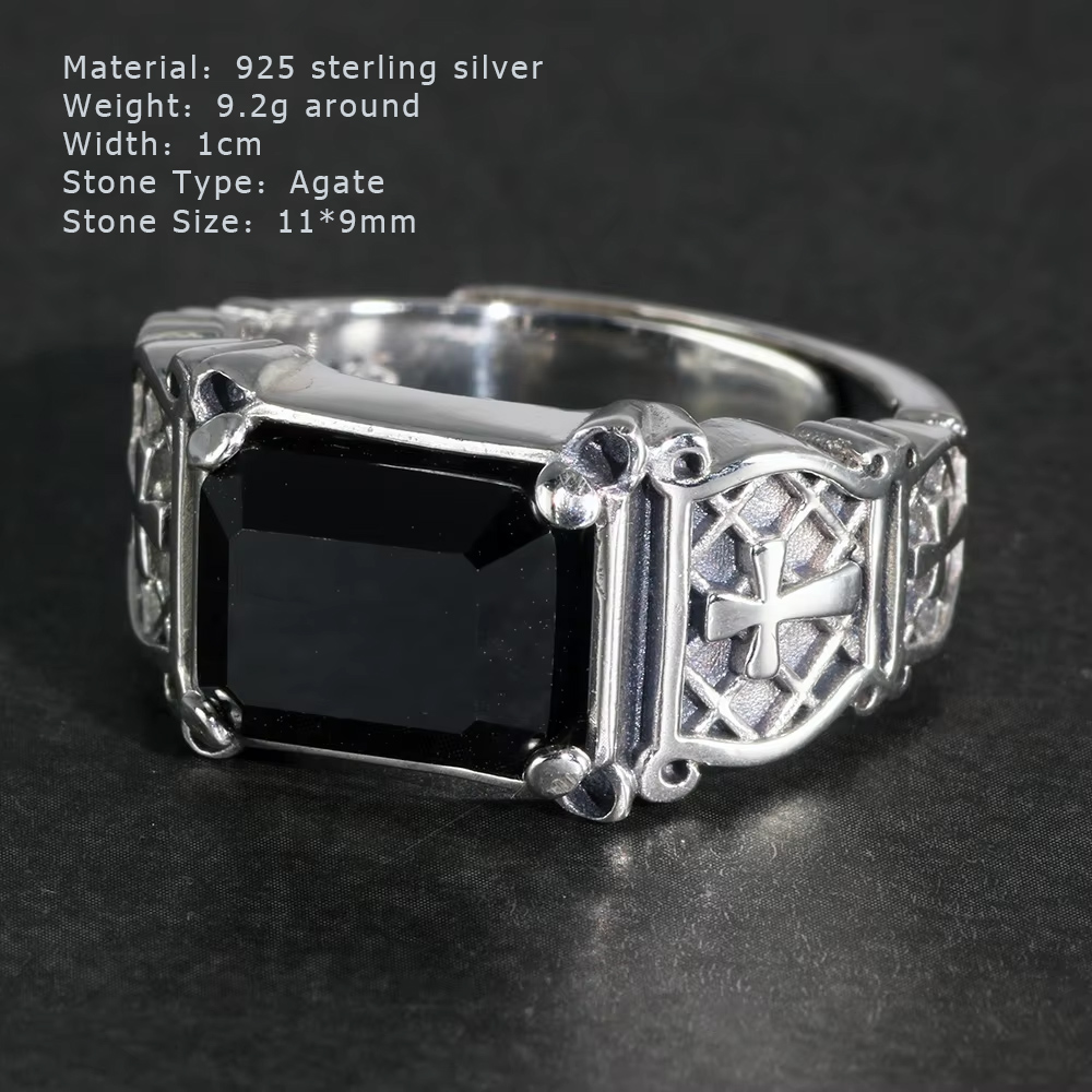 Vintage Punk Silver 925 Jewelr - Signet Ring Men recension och pris